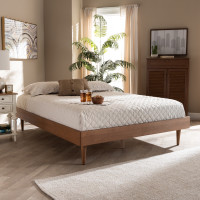 Baxton Studio MG97151-Ash Walnut Rattan-Full-Frame Rina Mid-Century Modern Ash Wanut Finished Full Size Wood Bed Frame